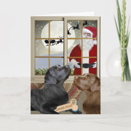 Labrador Retriever Naughty eller Nice-julkort Helgkort