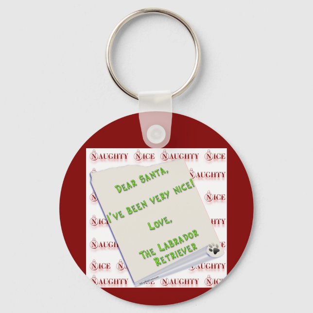 Labrador Retriever Naughty eller Nice Keychain Nyckelring (Framsida)