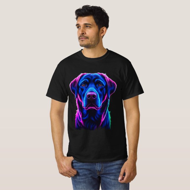 Labrador Retriever Neon Färg Porträtt T Shirt (Hel framsida)