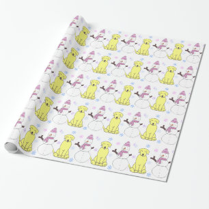 Labrador Retriever och snögubbe Presentpapper