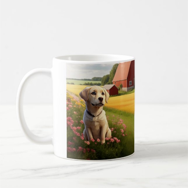 Labrador Retriever på gård Kaffemugg (Vänster)