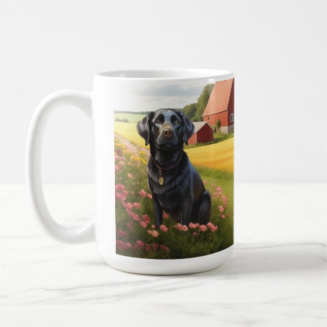 Labrador Retriever på gård Kaffemugg (Vänster)