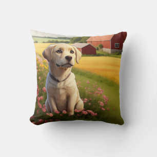 Labrador Retriever på gård Kudde