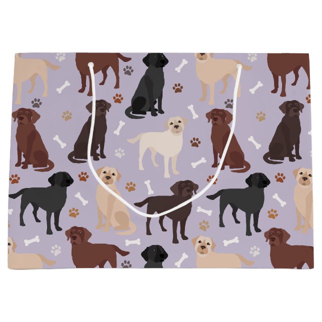 Labrador Retriever Paws and Bones Large Gift Bag (Framsidan)