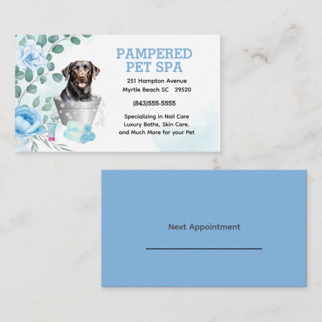 Labrador Retriever Pet Groomer Spa Möte Visitkort (Fram/baksida)