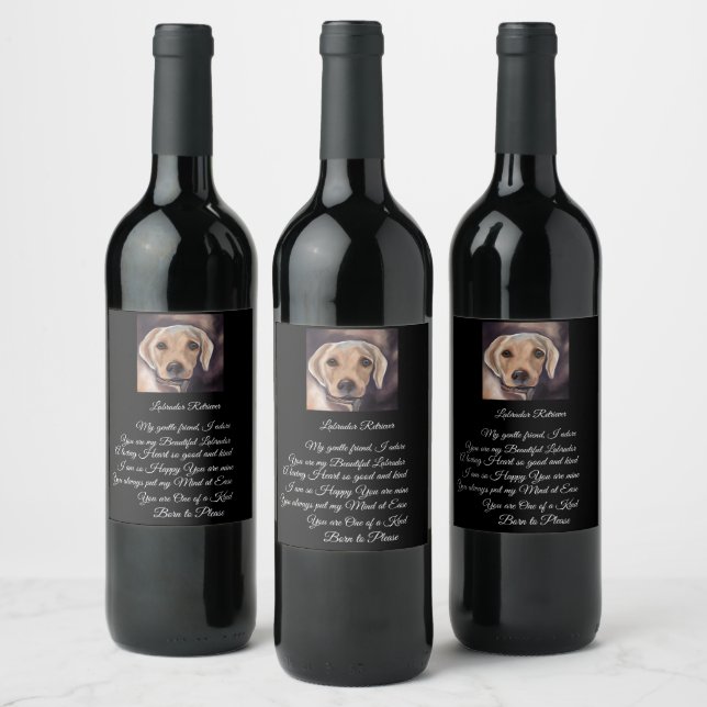 Labrador Retriever Poetry Vinflaska Etikett (Flaskor)