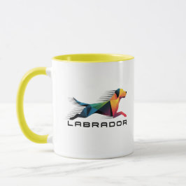 Labrador retriever poligonal en amarillo y azul mugg