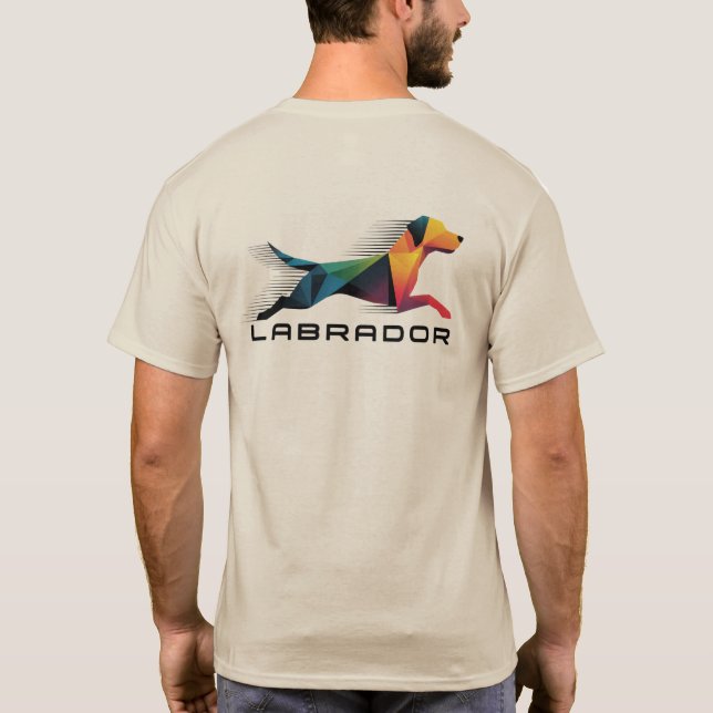 Labrador retriever poligonal en amarillo y azul t shirt (Baksida)