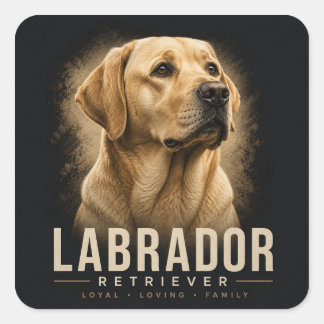 Labrador Retriever Porträtt Lojal Familjehund Fyrkantigt Klistermärke