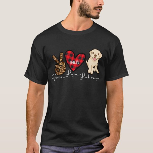 Labrador Retriever Pput Peace Kärlek Cute Hund T Shirt (Framsida)