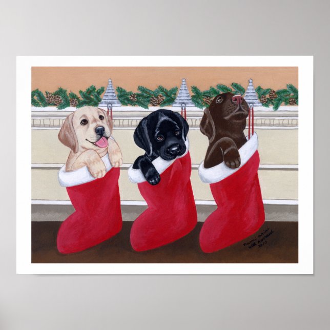 Labrador Retriever Puppies Julkonst Poster (Framsidan)