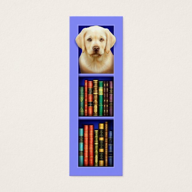 Labrador Retriever Puppy Blue Bookmark Litet Visitkort (Framsidan)