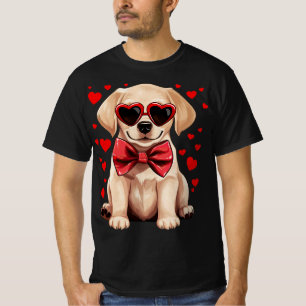 Labrador Retriever Puppy Hearts Red Bow Tie Valent T Shirt
