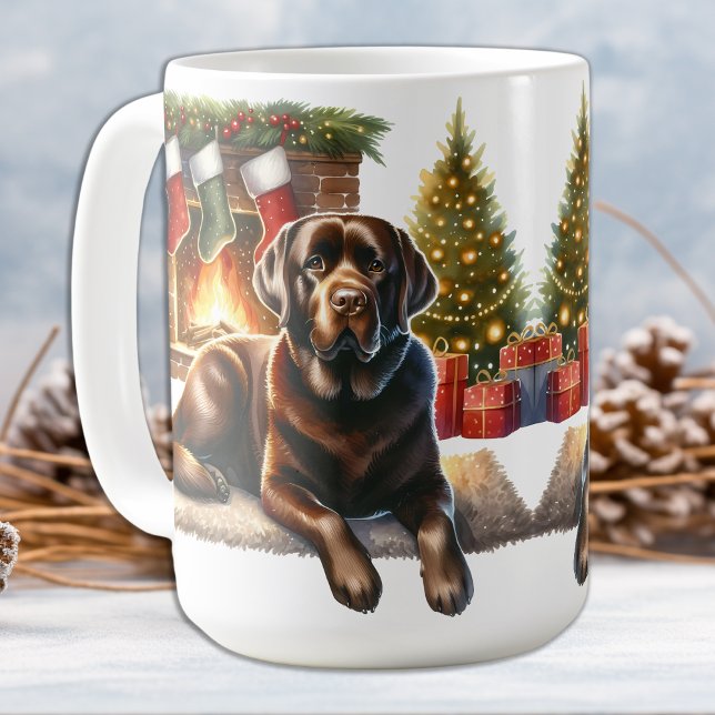 Labrador Retriever Puppy Hund Helgdag jul Kaffemugg (Skapare uppladdad)