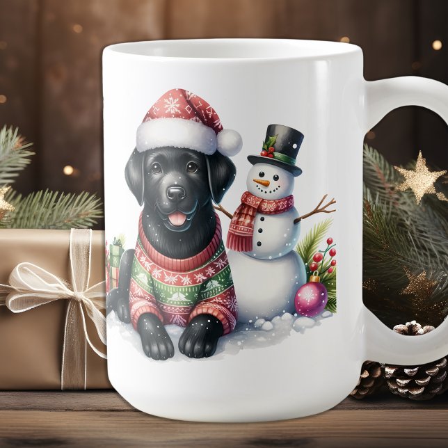 Labrador Retriever Puppy Hund Snögubbe jul Kaffemugg (Skapare uppladdad)