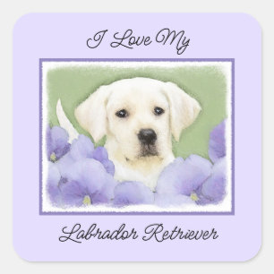 Labrador Retriever Puppy Painting Original Hund Ar Fyrkantigt Klistermärke