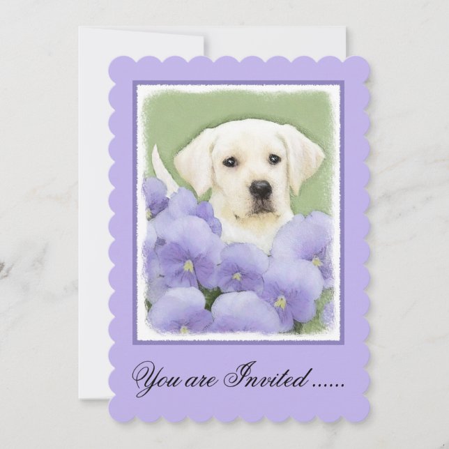 Labrador Retriever Puppy Painting Original Hund Ar Inbjudningar (Framsida)