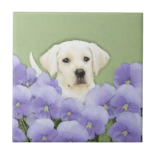 Labrador Retriever Puppy Painting Original Hund Ar Kakelplatta