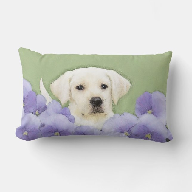 Labrador Retriever Puppy Painting Original Hund Ar Lumbarkudde (Framsida)