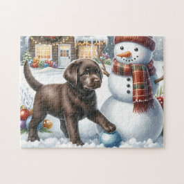 Labrador Retriever Puppy Snögubbe jul Hund Pussel