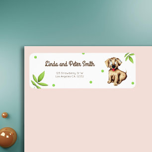 Labrador Retriever Puppy Tecknad Returadress Etikett