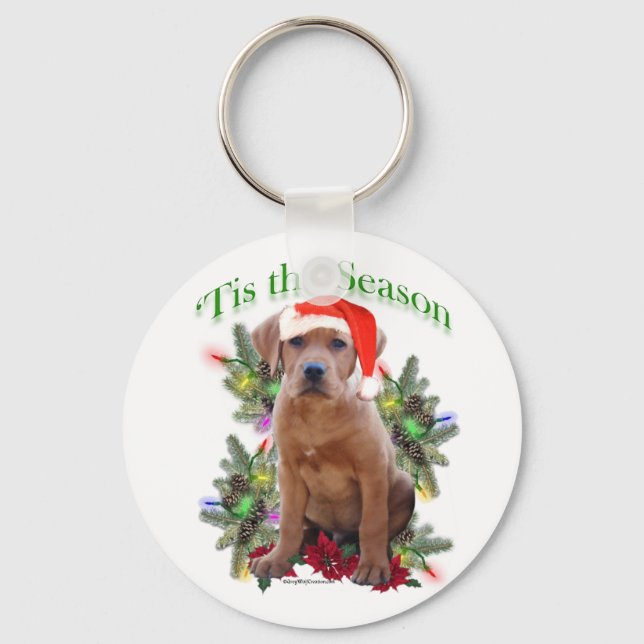Labrador Retriever Puppy Tis the Season Keychain Nyckelring (Framsida)