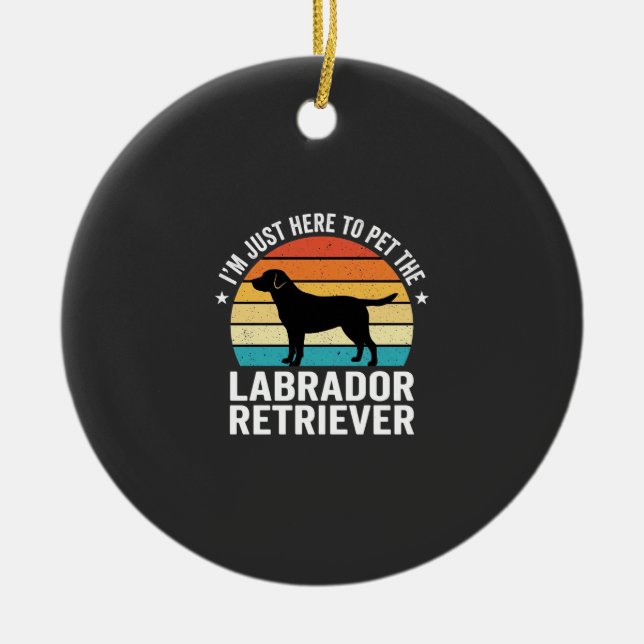 Labrador Retriever Retro Hund Knullar Julgransprydnad Keramik (Framsidan)