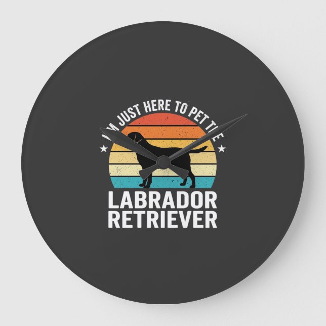 Labrador Retriever Retro Hund Knullar Stor Klocka (Framsida)