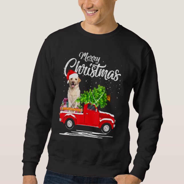 Labrador Retriever Ride Red Lastbil jul Pajama Lång Ärmad Tröja (Framsida)