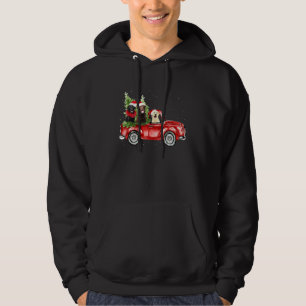 Labrador Retriever Ridning Röd Lastbil Xmas Glad J Hoodie