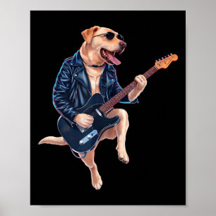 Labrador Retriever Rockstjärna Guitarist Electric Poster