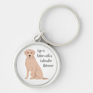 Labrador Retriever Rund Silverfärgad Nyckelring