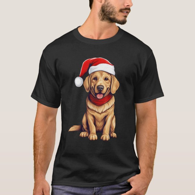 Labrador Retriever Santa Hat jul Julafton Party T Shirt (Framsida)