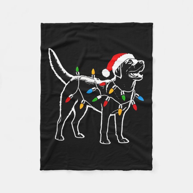 Labrador Retriever Santa Hat jul Ljus Julafton Fleecefilt (Framsidan)