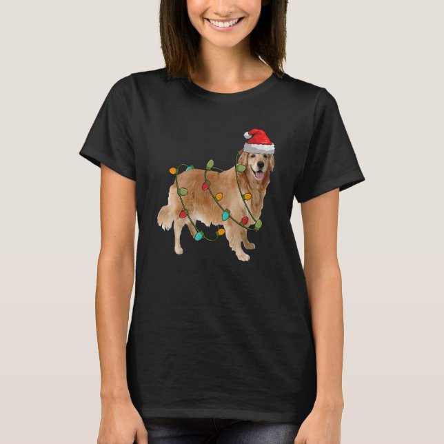 Labrador Retriever Santa Hat Ljus jul Paj T Shirt (Framsida)