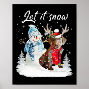 Labrador Retriever Santa Hund jul Snögubbe Xma Poster