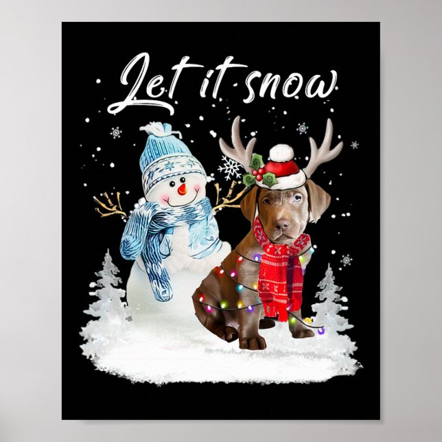 Labrador Retriever Santa Hund jul Snögubbe Xma Poster (Framsidan)