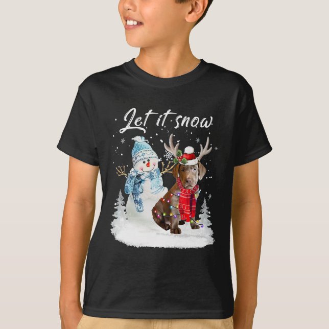 Labrador Retriever Santa Hund jul Snögubbe Xma T Shirt (Framsida)