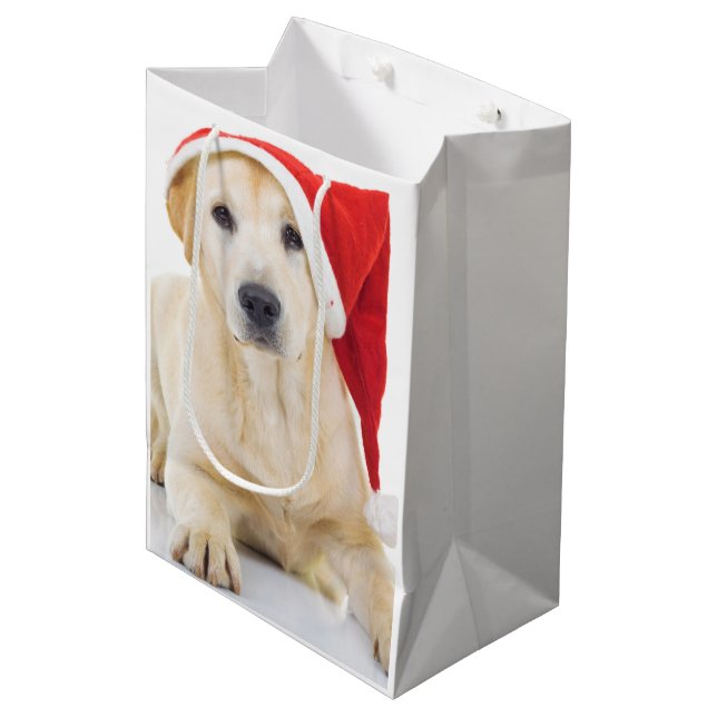 Labrador Retriever Santa Medium Gift Bag (Framsidan Vinklad)