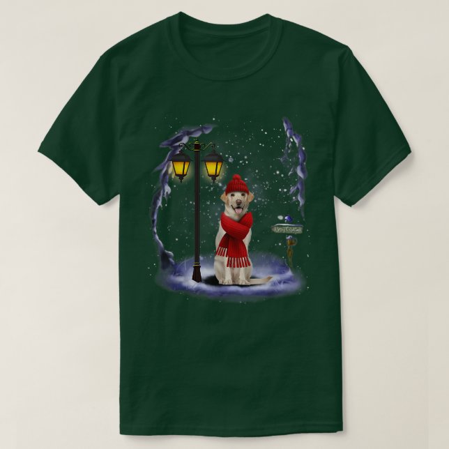 Labrador Retriever Santa Snö Julljus Wint T Shirt (Design framsida)