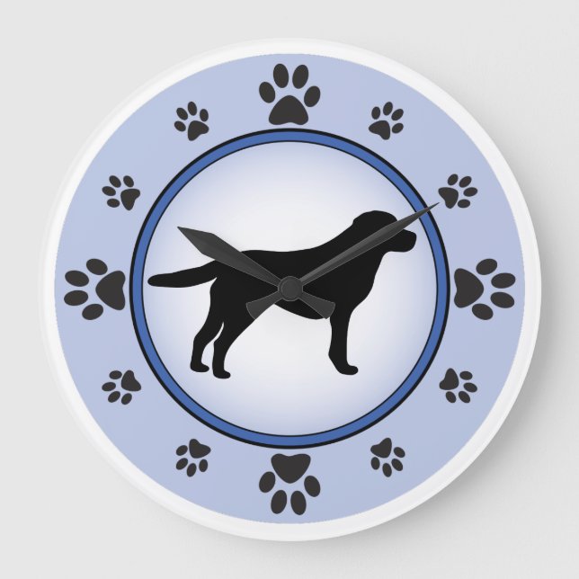 Labrador Retriever Silhouette Stor Klocka (Framsida)