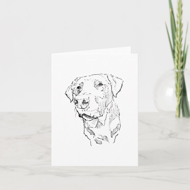 Labrador Retriever Skisskonst, Minimalistisk Kort (Framsida)