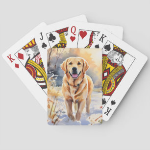 Labrador Retriever Snö Bild Watercolor Hund Casinokort