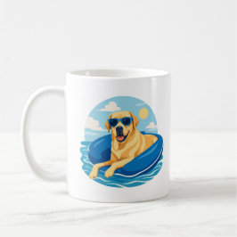 Labrador Retriever Sommar Båtäventyr Kaffemugg