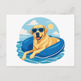 Labrador Retriever Sommarbåtsäventyr Vykort