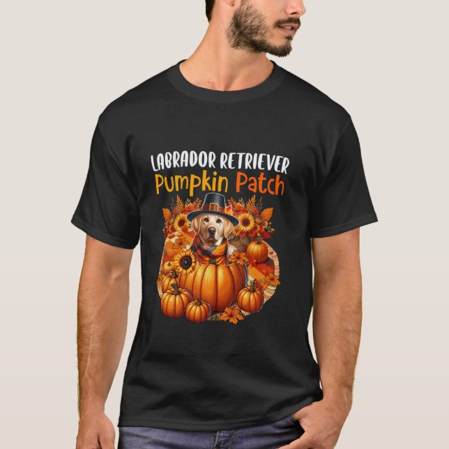 Labrador Retriever Söt Lapp Thanksgiving Pumpa T Shirt (Framsida)