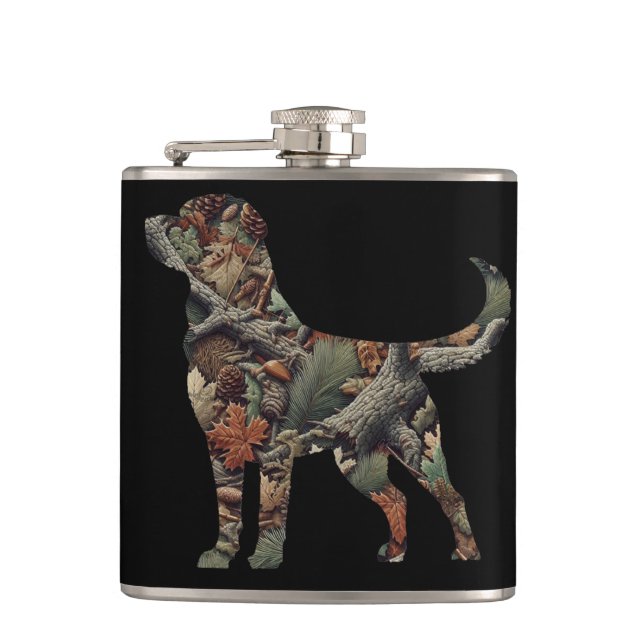 Labrador Retriever Stainless Flask, Camo Flask Fickplunta (Framsidan)