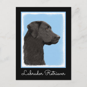 Labrador Retriever Svart Målning Original Hundkons Vykort