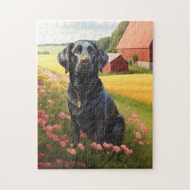Labrador Retriever Svart Pussel (Vertikal)
