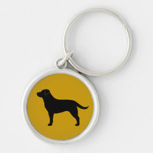 Labrador Retriever (Svart) Rund Silverfärgad Nyckelring